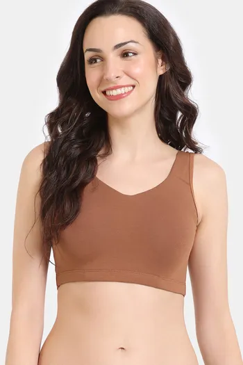 Buy Zivame Double Layered Non Wired Full Coverage Bralette Bra - Argan Oil